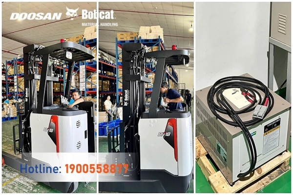 Bàn giao xe nâng điện đứng lái Bobcat BR18S-9 cho doanh nghiệp dệt may Hàn Quốc