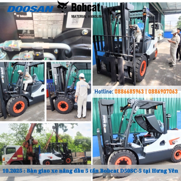 10.2025 : Bàn giao xe nâng dầu 5 tấn Bobcat D50SC-5 tại Hưng Yên